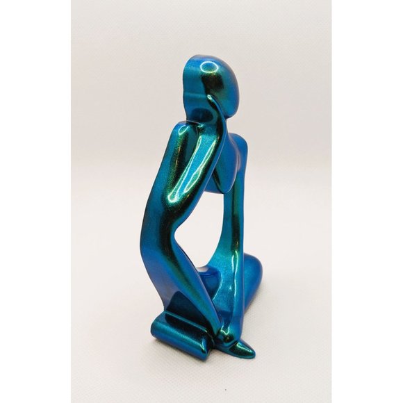 The Thinker Chameleon Teal Resin Handmade NEW - Picture 3 of 6